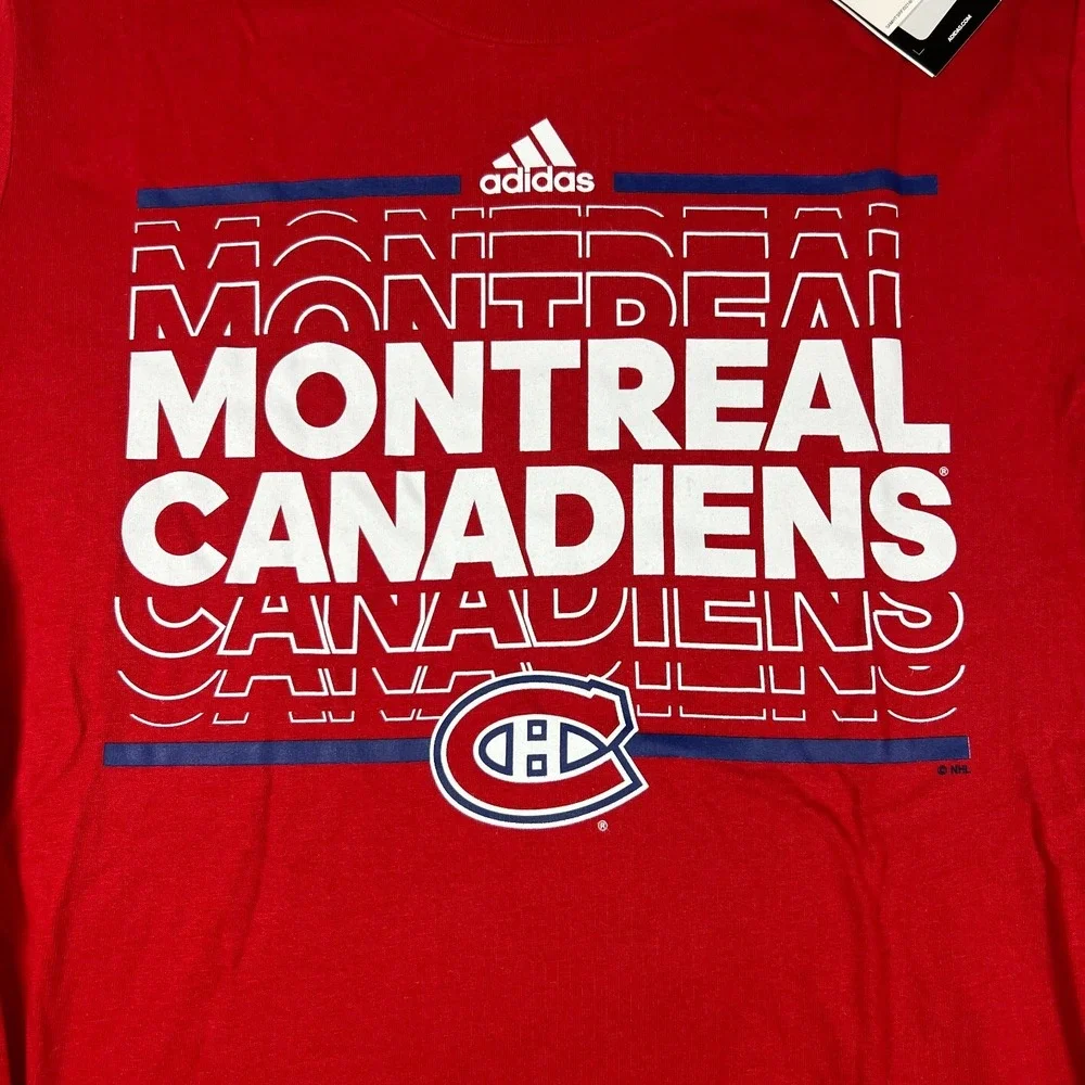Adidas Mens Medium Red NHL Montreal Canadiens Long Sleeve Amplifier‎ T-Shirt NWT
